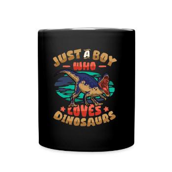 Just A Boy Who Loves Dinosaurs. Young Dinosaur - Full Colour Mug - black - Front