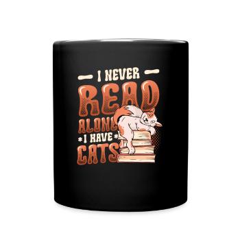 Bookworm reading books, cats. - Full Colour Mug - black - Front