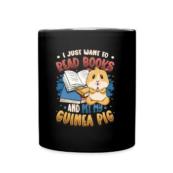 Bücherwurm Lesebücher, Meerschweinchen. - Tasse einfarbig - Schwarz - Vorne