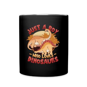 Just A Boy Who Loves Dinosaurs. Young Dinosaur - Full Colour Mug - black - Front