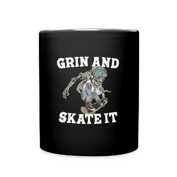 Grinsen und skaten - Tasse einfarbig - Schwarz - Vorne