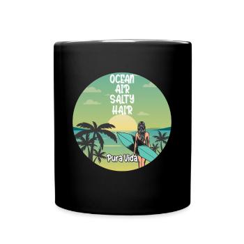 Ocean Air Salty Hair Pura Vida Surfen Surfing - Full Colour Mug - black - Front