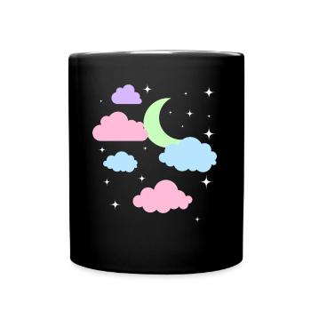 Niedlicher Pastel Goth Mond Wolken Kawaii - Tasse einfarbig - Schwarz - Vorne