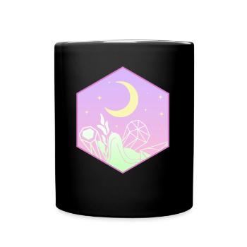 Pastel Goth Mond Kawaii Niedlicher Halbmond - Tasse einfarbig - Schwarz - Vorne