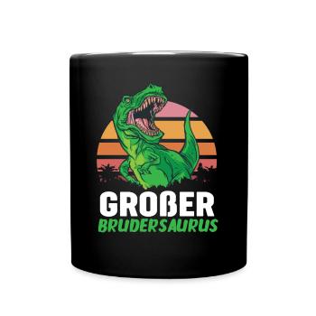 Dinosaurier Großer Bruder - Tasse einfarbig - Schwarz - Vorne