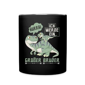 Dinosaurier Großer Bruder - Tasse einfarbig - Schwarz - Vorne
