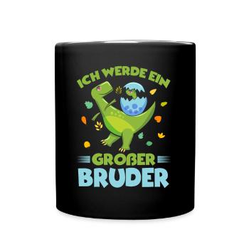 Ich werde ein Großer Bruder Dinosaurier - Tasse einfarbig - Schwarz - Vorne