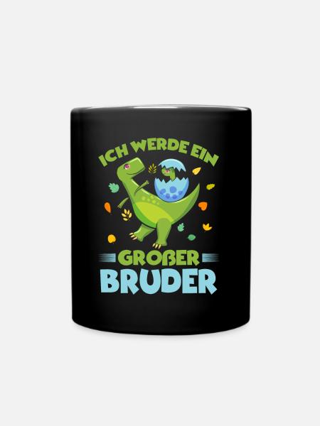Ich werde ein Großer Bruder Dinosaurier - Tasse einfarbig - Schwarz
