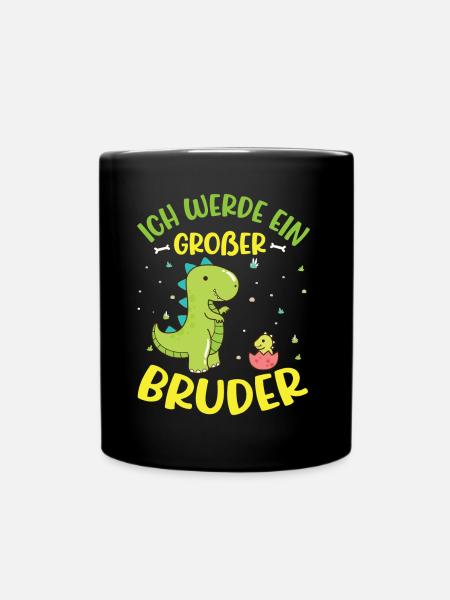 Ich werde ein Großer Bruder Dino - Tasse einfarbig - Schwarz