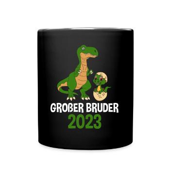 2023 Großer Bruder Dinosaurier - Tasse einfarbig - Schwarz - Vorne