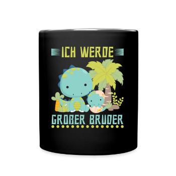 Dinosaurier Ich werde Großer Bruder - Tasse einfarbig - Schwarz - Vorne