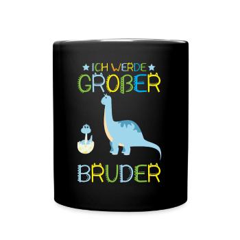 Großer Bruder Dinosaurier - Tasse einfarbig - Schwarz - Vorne