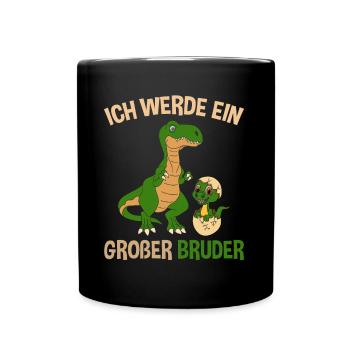 Ich werde Großer Bruder Dinosaurier - Tasse einfarbig - Schwarz - Vorne