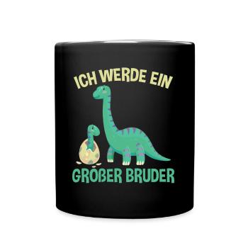 Dinosaurier Großer Bruder Dino - Tasse einfarbig - Schwarz - Vorne