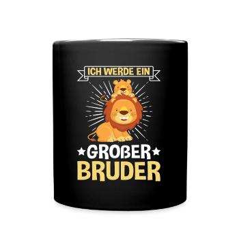 Ich werde Großer Bruder Löwe - Tasse einfarbig - Schwarz - Vorne