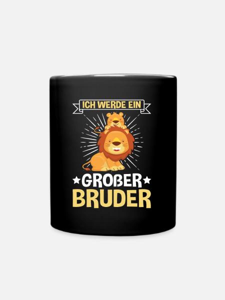 Ich werde Großer Bruder Löwe - Tasse einfarbig - Schwarz