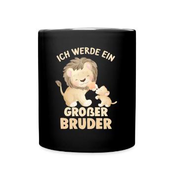 Großer Bruder Löwen - Tasse einfarbig - Schwarz - Vorne