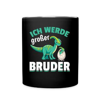 Dinosaurier Großer Bruder Dino - Tasse einfarbig - Schwarz - Vorne