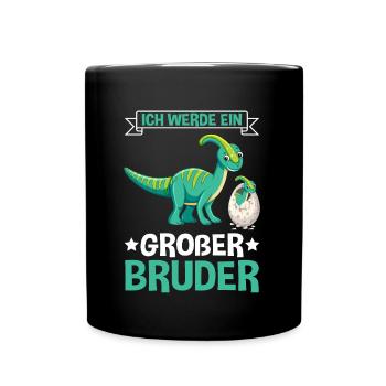 Dinosaurier Großer Bruder Dino - Tasse einfarbig - Schwarz - Vorne