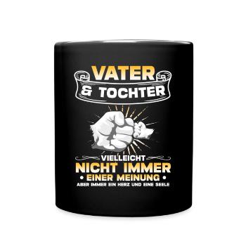 Vater & Tochter Herz Und Seele Partneroutfit - Tasse einfarbig - Schwarz - Vorne