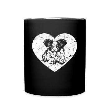 Zwergspaniel Papillon - Tasse einfarbig - Schwarz - Vorne