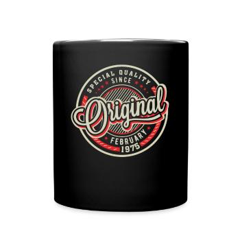 Spezielle Qualität seit Februar 1975 - Tasse einfarbig - Schwarz - Vorne