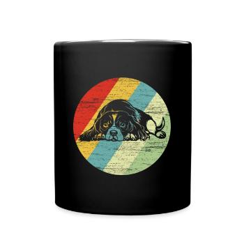 Cavalier King Charles Spaniel Retro Hunde Geschenk - Tasse einfarbig - Schwarz - Vorne