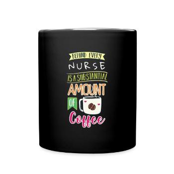 Krankenschwester Kaffee Koffein Spruch - Tasse einfarbig - Schwarz - Vorne