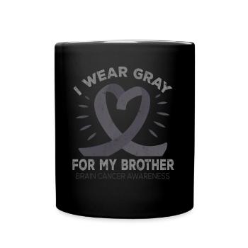Month May Gray Ribbon Brain Cancer Awareness - Full Colour Mug - black - Front
