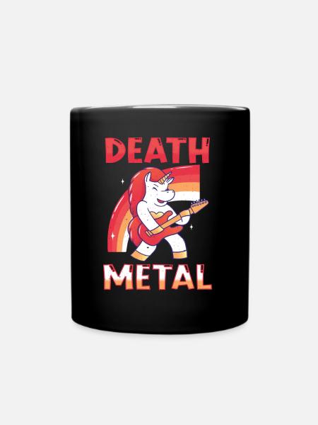 Kawaii Licorne Arc-en-ciel Métal Musique Amateur de Rock - Mug uni - noir