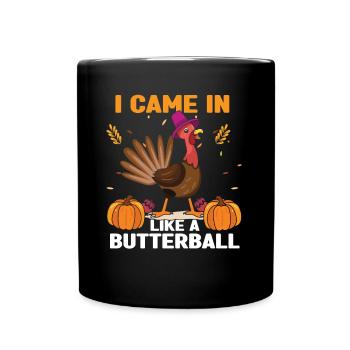Funny Pumpkin And Turkey Fall Autumn Thanksgiving - Full Colour Mug - black - Front
