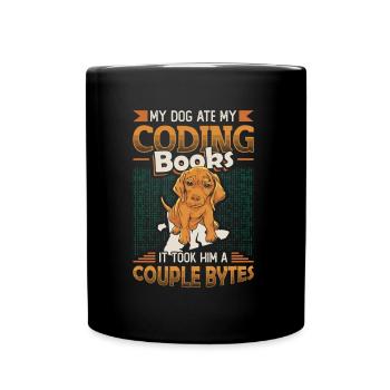 Hund Bytes Code Computer Witz Programmierung - Tasse einfarbig - Schwarz - Vorne