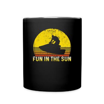 Vintage Jetski Holiday Motorboat Fun In The Sun - Full Colour Mug - black - Front