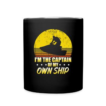 Retro Jetski Funny Jet Ski Captain Own Ship - Full Colour Mug - black - Front