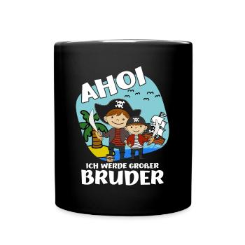 Großer Bruder Piraten Geschwister Nachwuchs Idee - Tasse einfarbig - Schwarz - Vorne