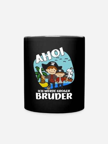 Großer Bruder Piraten Geschwister Nachwuchs Idee - Tasse einfarbig - Schwarz