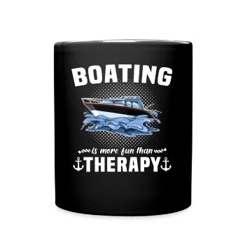Kapitän Boot Segeln Schiff Therapie - Tasse einfarbig - Schwarz - Vorne