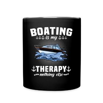 Kapitän Boot Segeln Schiff Therapie - Tasse einfarbig - Schwarz - Vorne