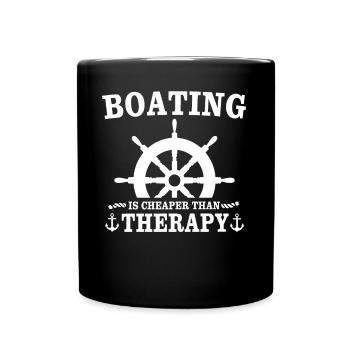 Kapitän Boot Segeln Schiff Therapie - Tasse einfarbig - Schwarz - Vorne