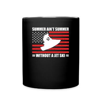 Jetski Adventure Holiday USA Flag Jet Boat - Full Colour Mug - black - Front
