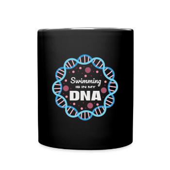 Schwimmen ist in meiner DNA - Tasse einfarbig - Schwarz - Vorne