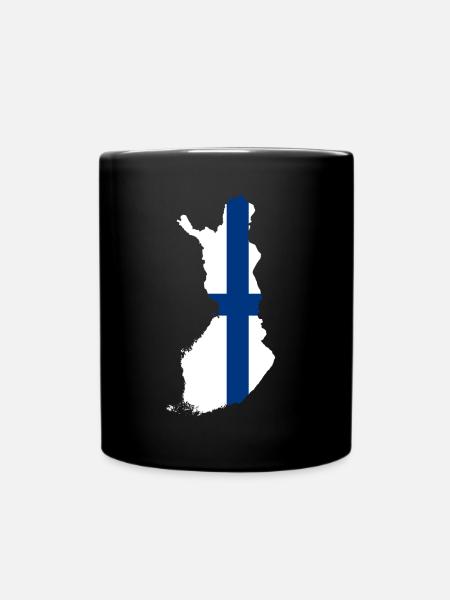 Finnland Flagge Land Umriss Form - Tasse einfarbig - Schwarz