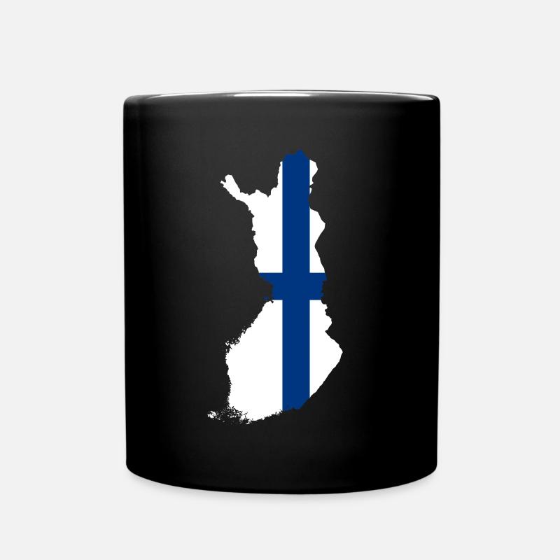 Finnland Flagge Land Umriss Form - Tasse einfarbig - Schwarz