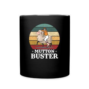 Vintage Mutton Buster Schaf Reiten Schäfer - Tasse einfarbig - Schwarz - Vorne