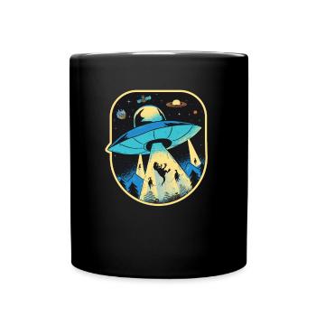 Ufo Dinosaurier, Alien-entführung - Tasse einfarbig - Schwarz - Vorne