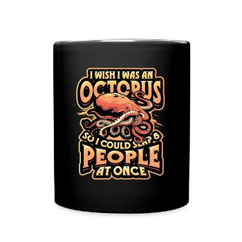 slap 8 people at once octopi funny octopus - Full Colour Mug - black - Front