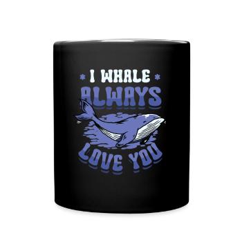 Ich Wal Liebe Dich Immer Blauwal - Tasse einfarbig - Schwarz - Vorne