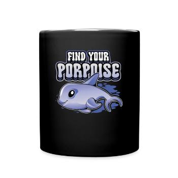 Find Your Porpoise Marine Biologist Dolphin - Full Colour Mug - black - Front