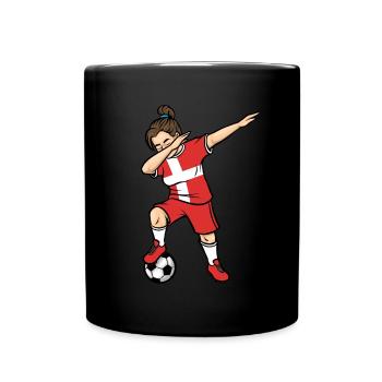 Dabbing Soccer Player Girls Denmark Soccer - Full Colour Mug - black - Front
