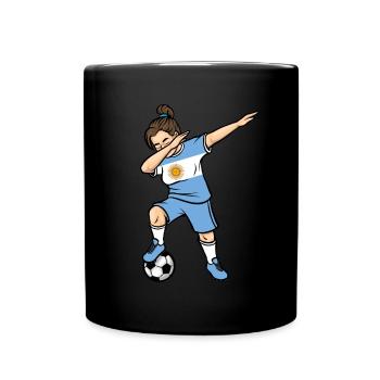 Dabbing Fußballspieler Mädchen Argentinien Fußball - Tasse einfarbig - Schwarz - Vorne
